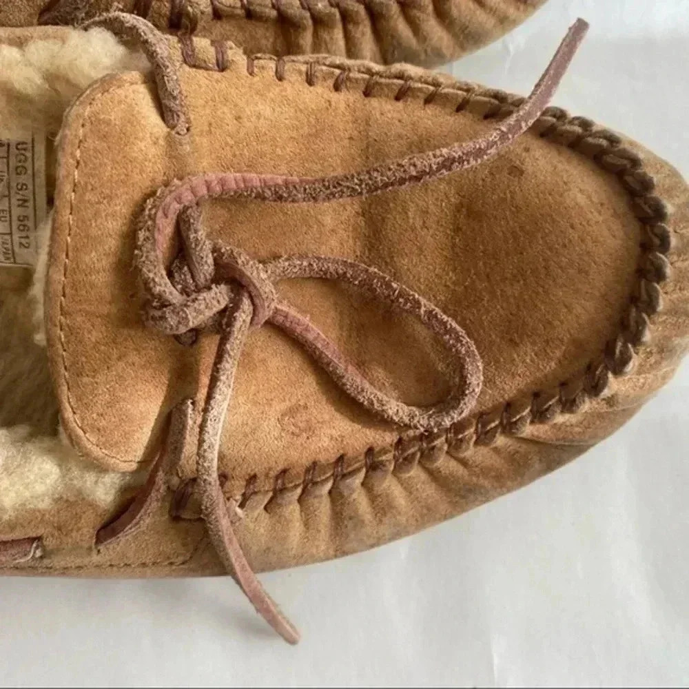 UGG Australia Dakota Chestnut brown Suede Moccasin Wool Fur Slippers Sho… - Picture 5 of 11